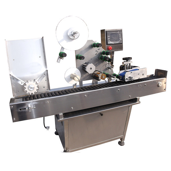 턴테이블을 가진 작은 둥근 병 작은 유리 병 스티커 레테르를 붙이는 기계