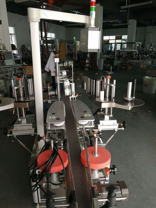 샴푸 타원형과 편평한 병을위한 자동적 인 두 배 옆 스티커 레테르를 붙이는 기계